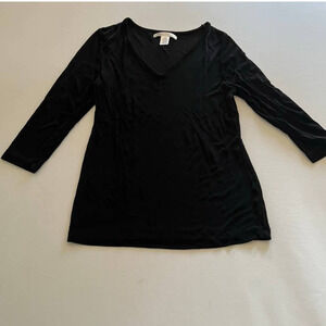 KIARA black v-neck tunic long top L